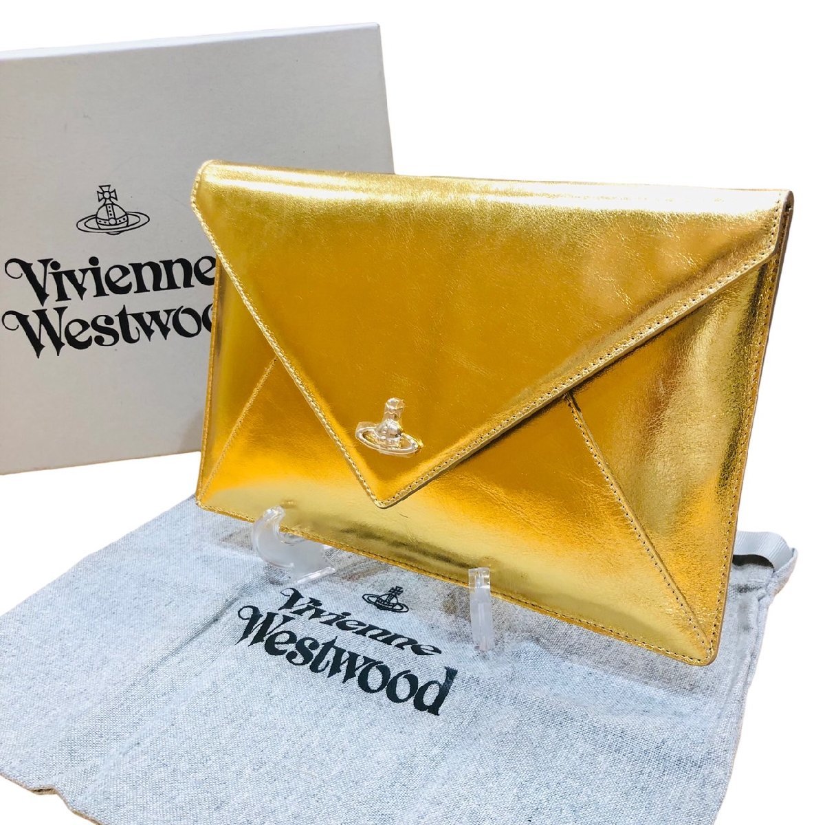 【未使用】Vivienne Westwood ヴィヴィアンウエストウッド 金色 ゴールド オーブ セカンドバッグ レター型 箱付き セカンドバッグ なし_画像1