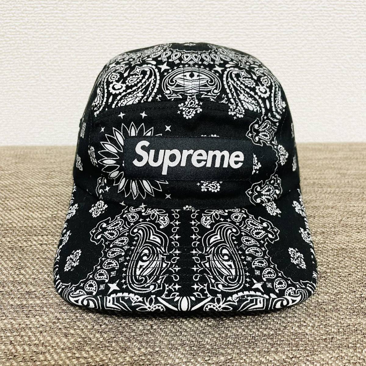 Supreme Bandana Camp Cap Black Free 21ss 2021年 黒 ブラック バンダナ キャンプ キャップ ボックスロゴ ペイズリー_画像1