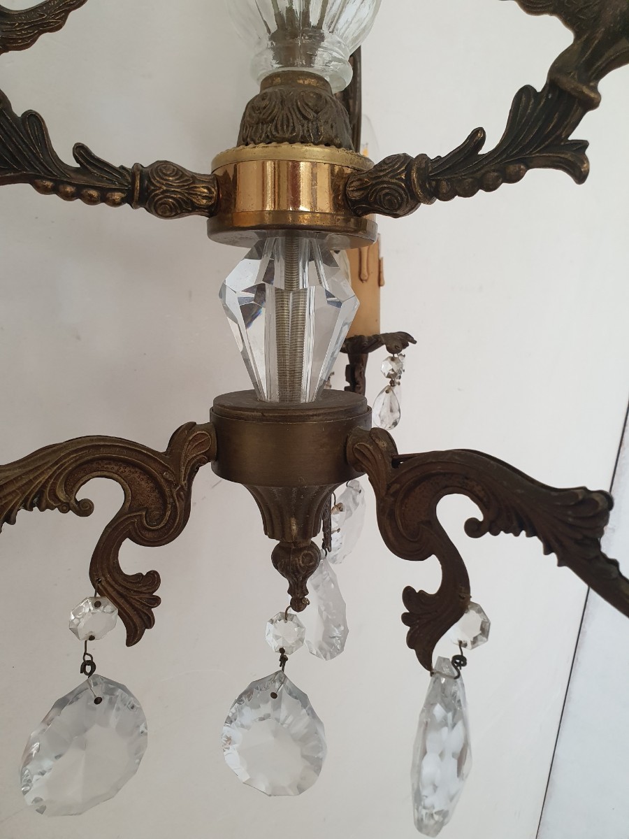 A311223 France antique * attaching 3 light bronze made chandelier lighting bronze motif attaching *bro can to* miscellaneous goods * French interior 