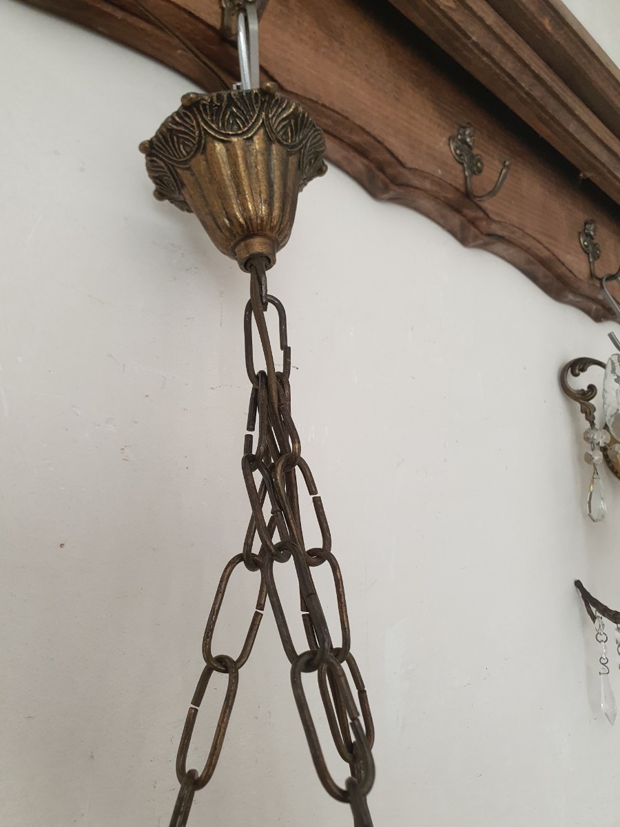 A311223 France antique * attaching 3 light bronze made chandelier lighting bronze motif attaching *bro can to* miscellaneous goods * French interior 