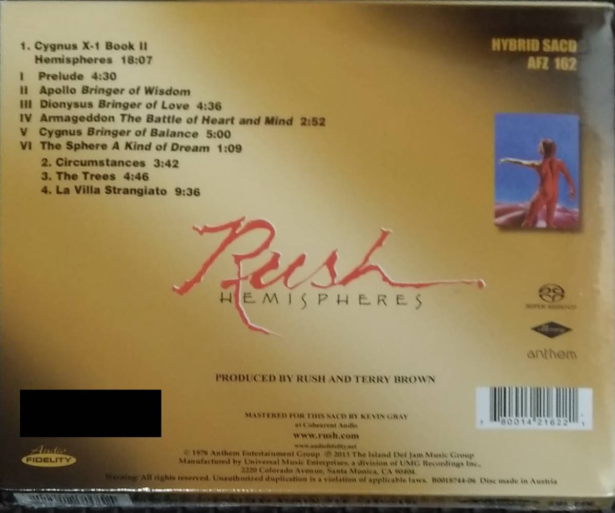 新品 即決 Audio Fidelity SACD ラッシュ 神々の戦い Rush Hemispheres オーディオ・フィデリティ_画像3