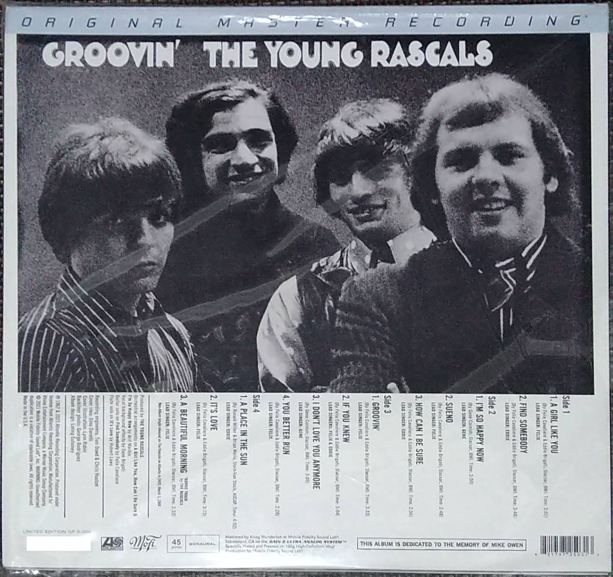 新品 即決 MFSL LP ヤング・ラスカルズ グルーヴィン The Young Rascals groovin モービル・フィデリティ Mobile Fidelity_画像3