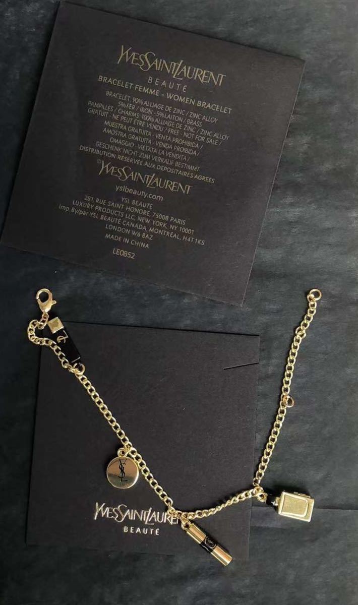 新品 入手困難YSL キーホルダー Yves Saint Laurent ハート 正規 ノベルティー　ブレスレット クリスマス　限定單品ゴールド系 _画像3