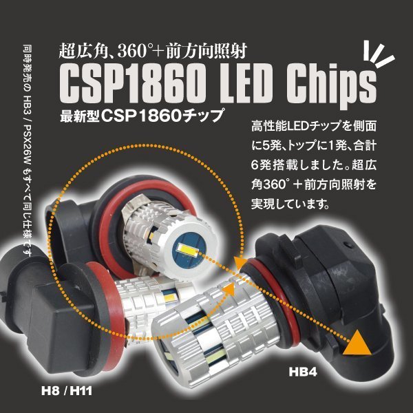 【ネコポス送料無料】LED フォグランプ H8 イエロー 3000K 90W 2個セット【デリカ D3BM20】_画像3