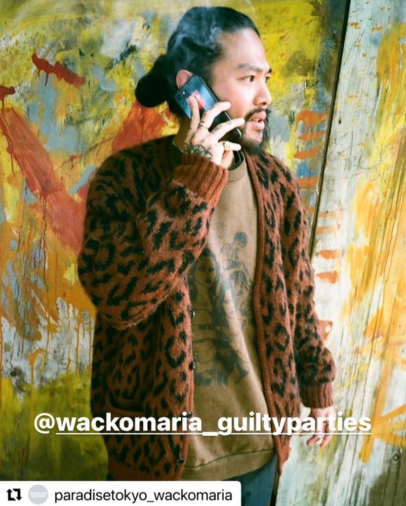 野村訓市 21FW WACKOMARIA LEOPARD HEAVY MOHAIR KNIT JACQUARD CARDIGAN ワコマリア ヘビー モヘア カーディガン モヘヤ ニット セーター_画像3