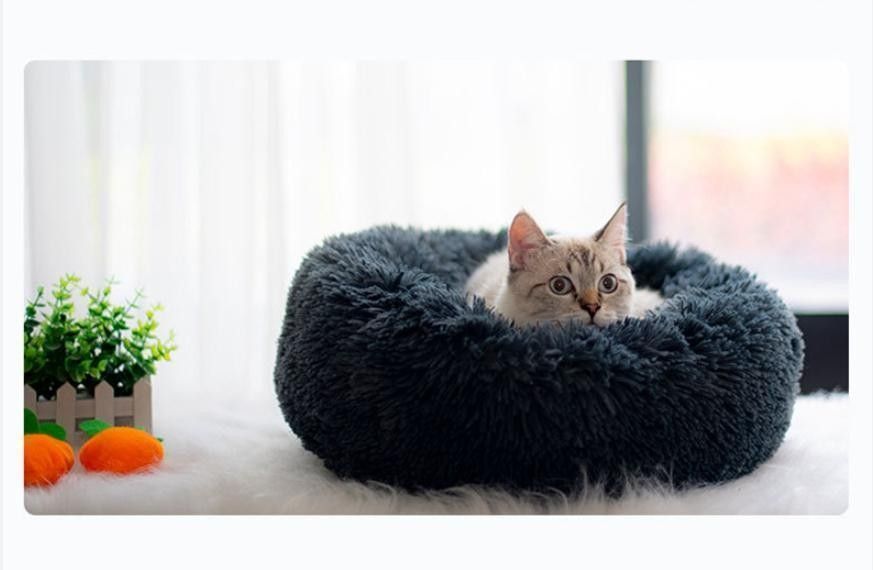【673】ペットベッド 猫ベッド 犬ベッド 猫クッションベッド 丸型 洗える 新品 グレー