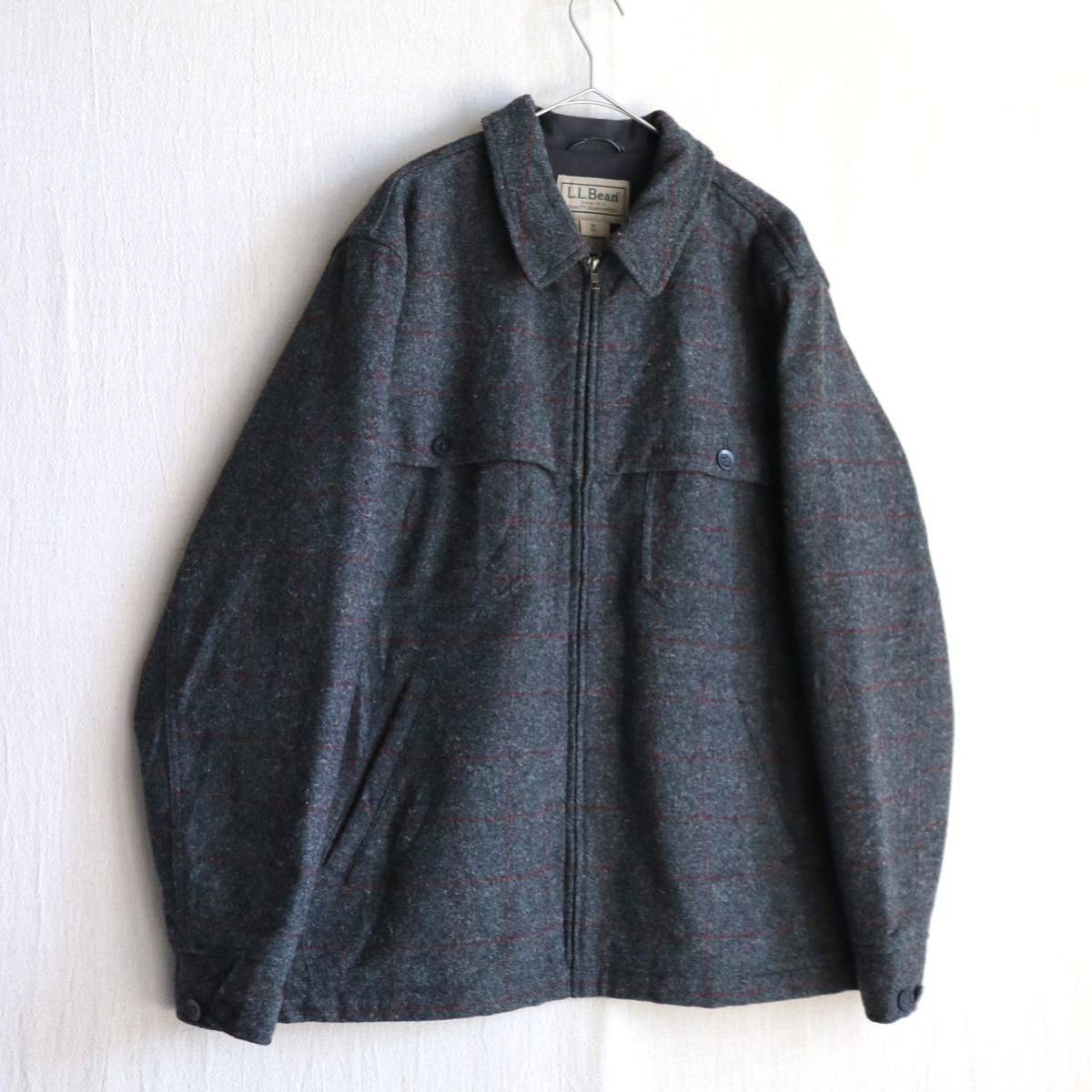 冬ギフト セ / ジャケット スタッグ L.L.Bean M O3-12014-9540 ビンテージ ジップアップ チェック グリーン レッド グレー チャコール ナイロン ウール 男性用