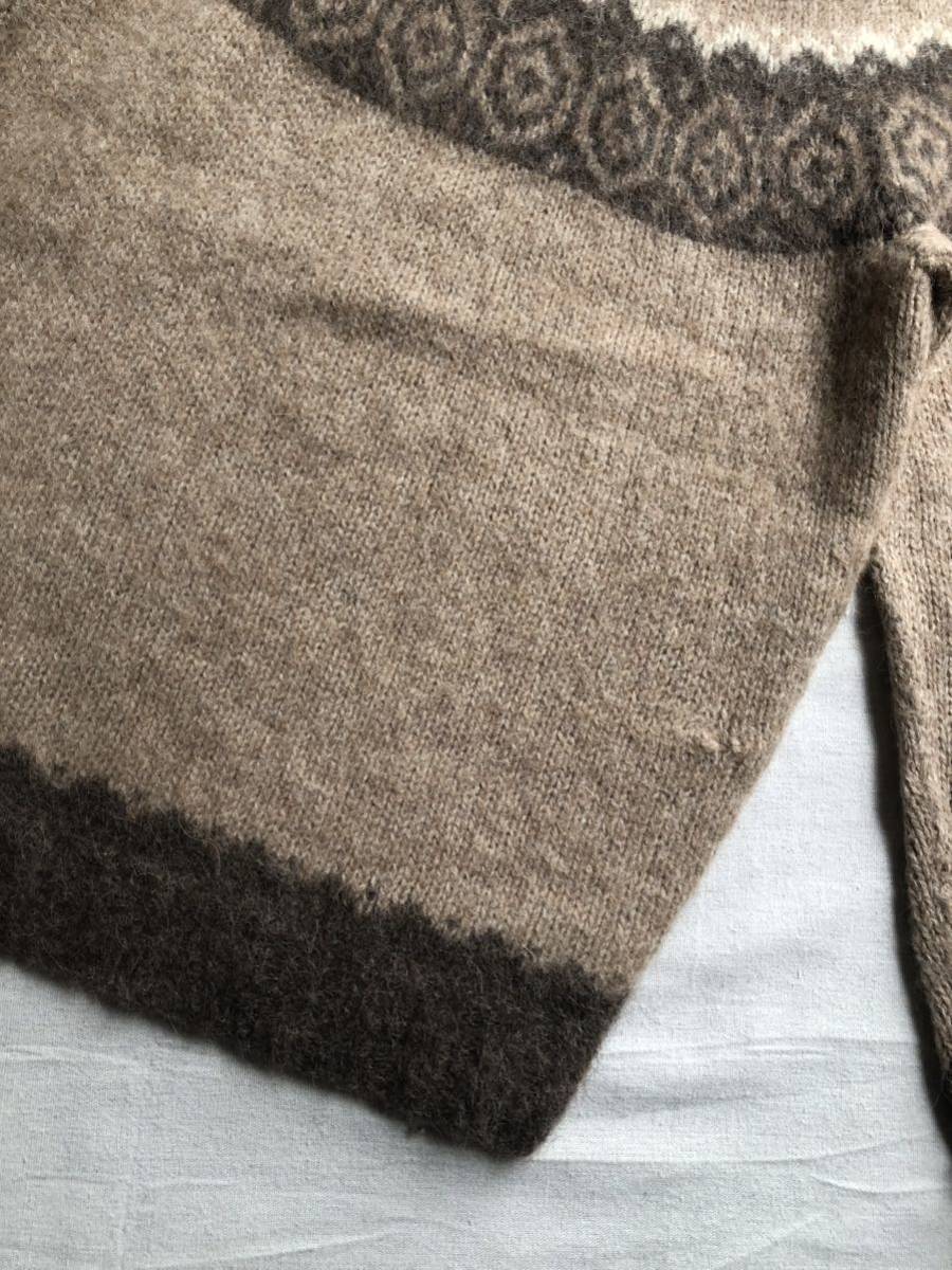 [100% alpaca ]pe Roo made Vintage nordic sweater / L wool Brown beige knitted euro Vintage K3-11046-1475