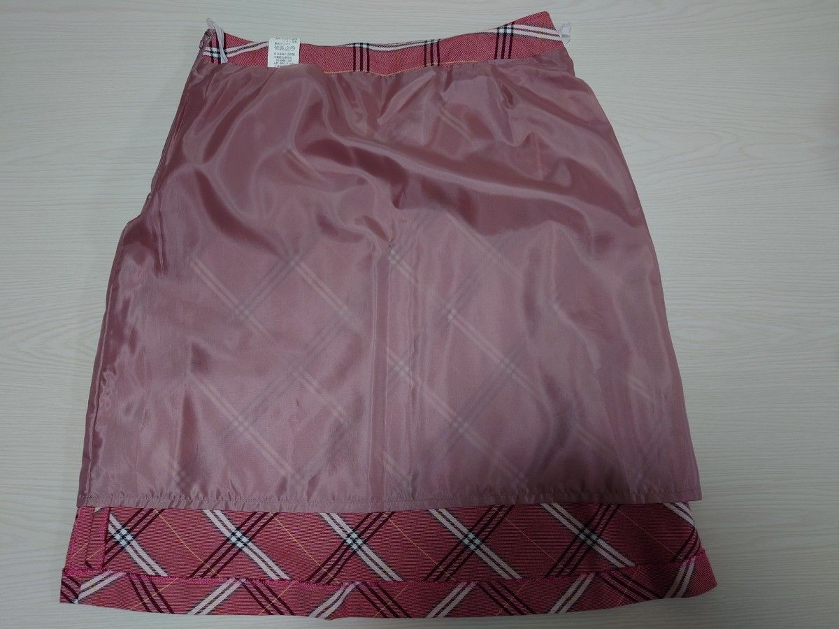 赤系 台形スカート チェック柄 サイズ73センチ 中古品 LLサイズ 日本製