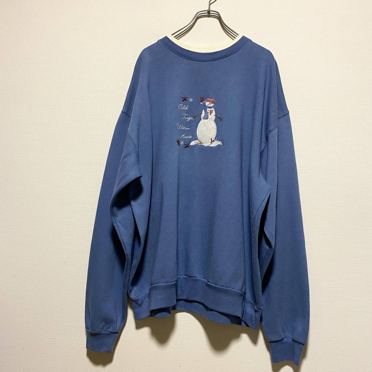 アメリカ古着 雪だるま 刺繍 トレーナー スウェット 2X ビッグ アメリカ古着 雪だるま 刺繍 トレーナー スウェット 2X ビッグ