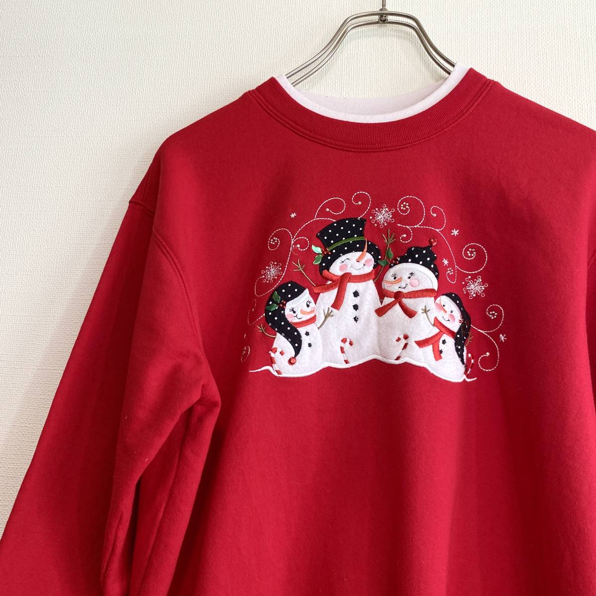  America old clothes snow ... embroidery sweatshirt sweat retro Vintage S size ....[R109]