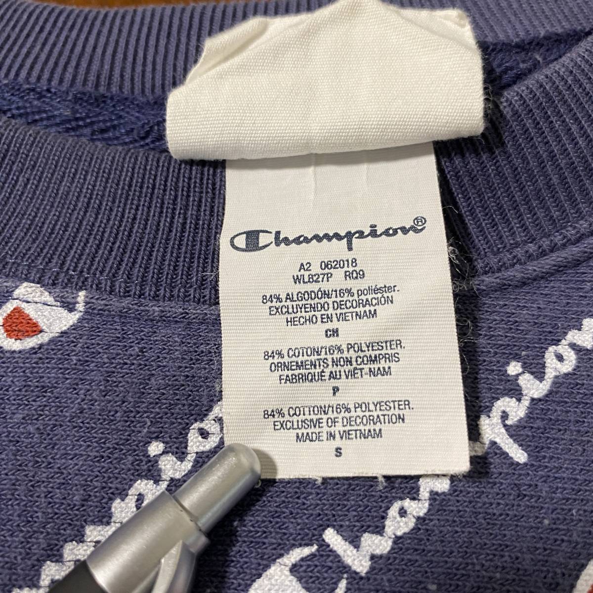 champion　チャンピオン　リバースウィーブ　トレーナー　スウェット　総柄　Sサイズ　短丈　【SE114】_画像7