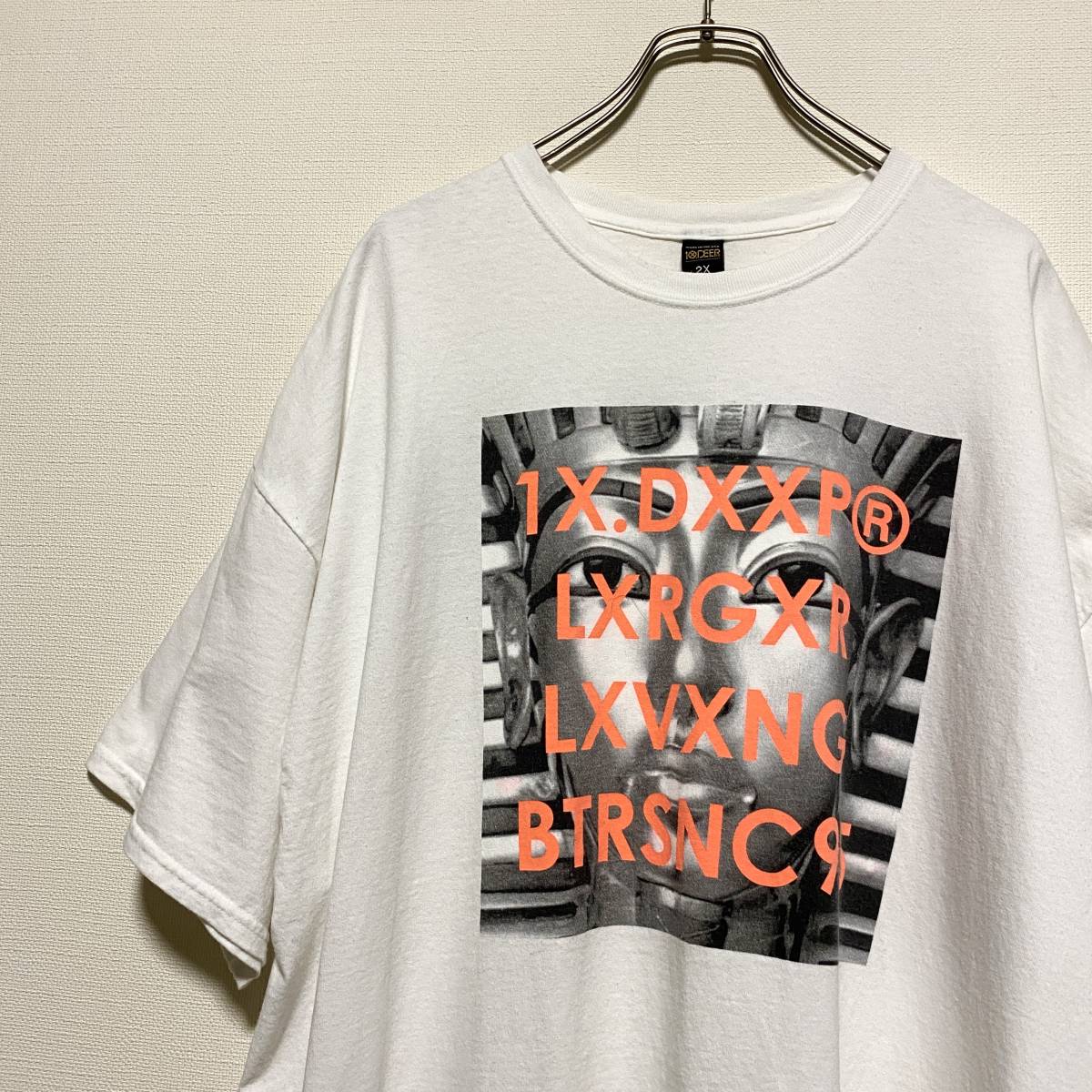 アメリカ古着　ファラオ　半袖　Tシャツ　プリント　2X ビッグサイズ　ホワイト　USA製　コットン　【Q247】_画像3