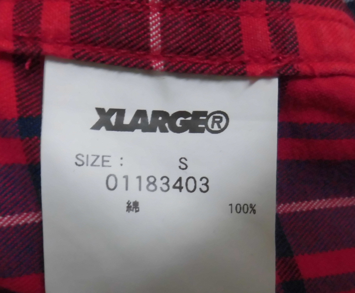 ￠18AW X-LARGE エクストララージ L/S PLAID SHIRT ロゴ刺繍 ロングスリーブ シャツ 長袖 S_画像5