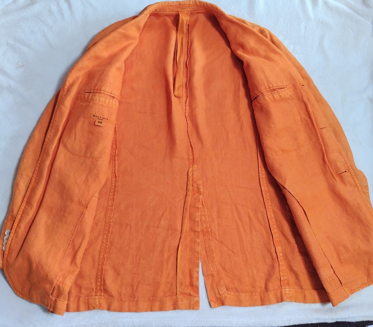 BOGLIOLI ボリオリ ジャケット テーラードジャケット リネン 麻 メンズ オレンジ サイズ48 Lサイズ イタリア製 中古 古着 送料無料 M1_画像6