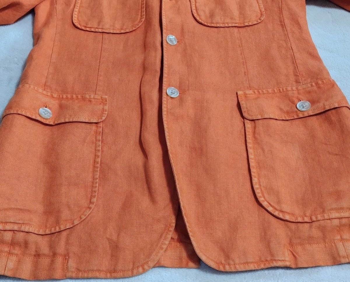 BOGLIOLI ボリオリ ジャケット テーラードジャケット リネン 麻 メンズ オレンジ サイズ48 Lサイズ イタリア製 中古 古着 送料無料 M1_画像4