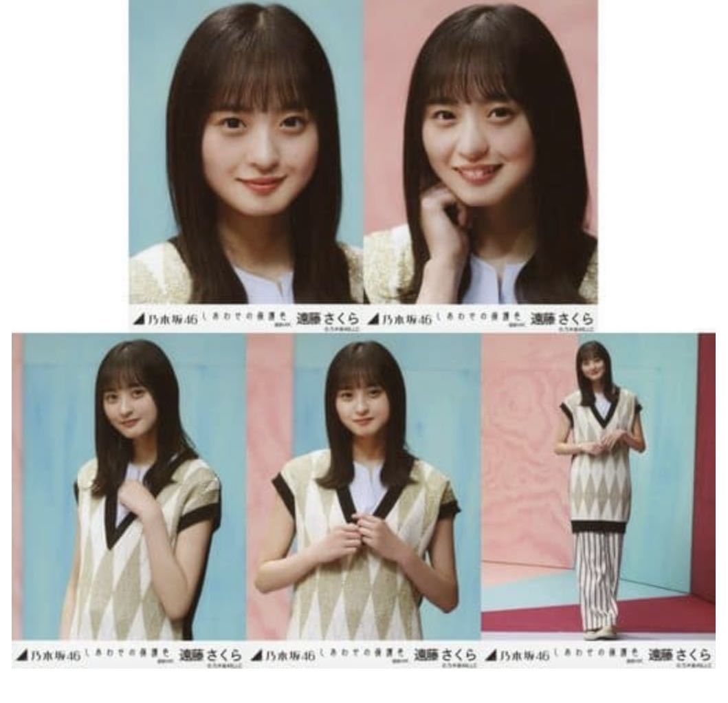 1/22［101］5 乃木坂46 公式グッズ　遠藤さくら　生写真 5種コンプ　5枚　ヨリチュウヒキ　しあわせの保護色 選抜ver._画像1