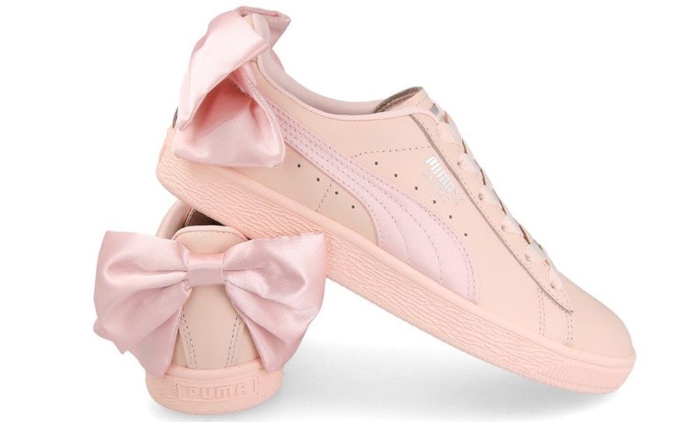  Puma basket bow 23.5cm pink BASKET BOW WNS ribbon lady's sneakers 