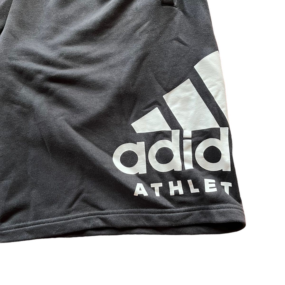 adidas アディダス　スウェット　ショートパンツ　ロゴプリント　黒　メンズ　XOサイズ　【AY1541】_画像4