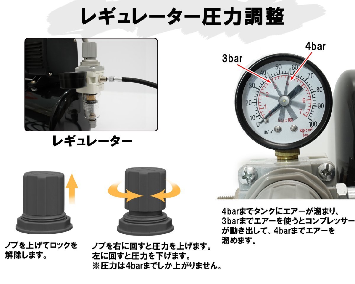 【tools island】エアブラシ ミニエアーコンプレッサーセット スターティングキット エアコンプレッサー プラモデル 塗装 52001※_画像6