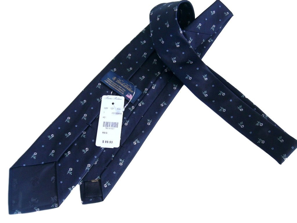 新品 【送料込】ブルックスブラザーズ Brooks Brothers Full Floral Tie ネイビー 花柄刺繍 シルクネクタイ Silk 100% 米国製_画像4