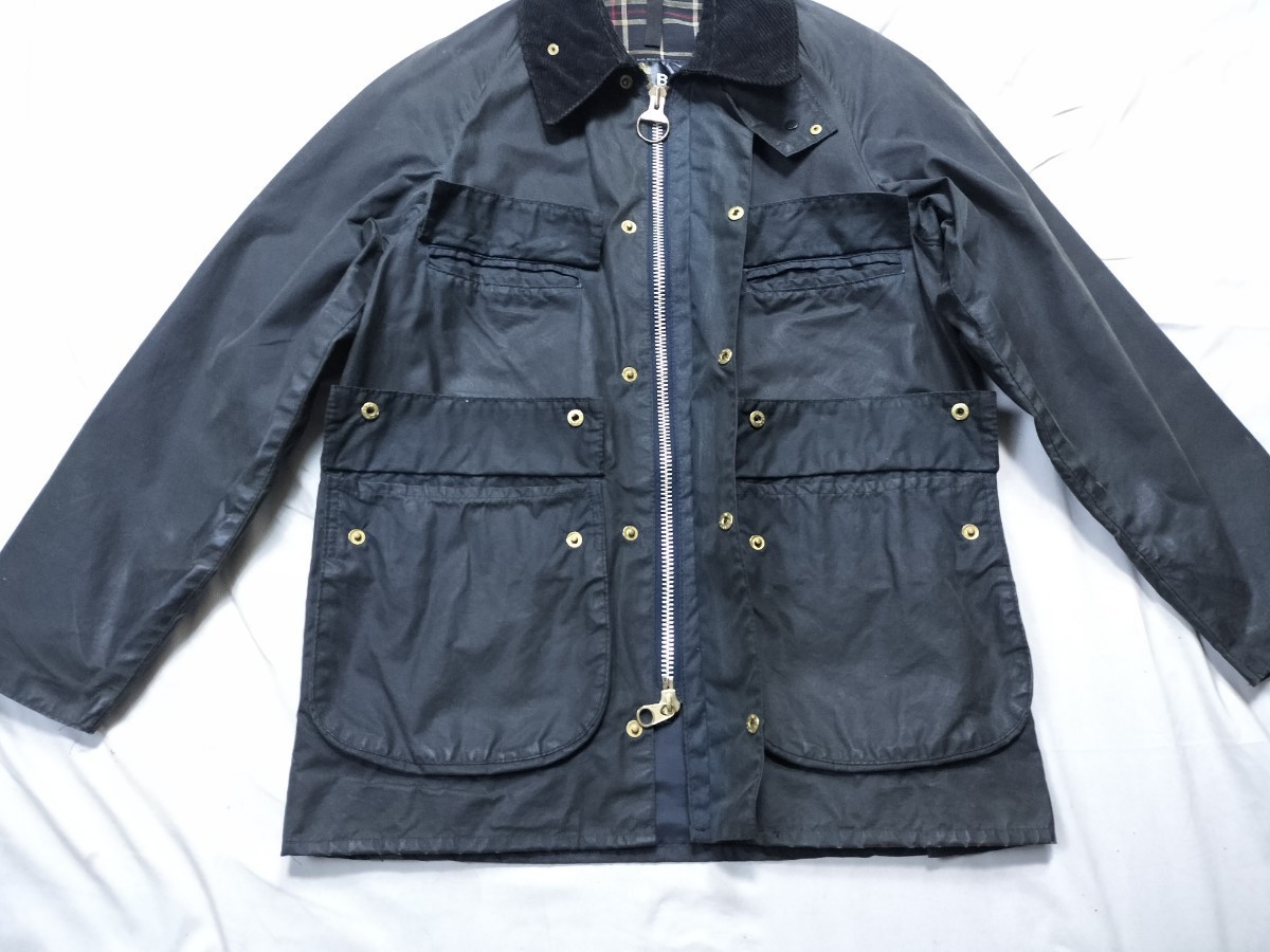 80s Barbour bedale　c36 ◎美品　バブアー　ビデイル　4ポケット　 ビンテージ　ネイビー　2クラウン 2クレスト ターコイズ　　_画像6