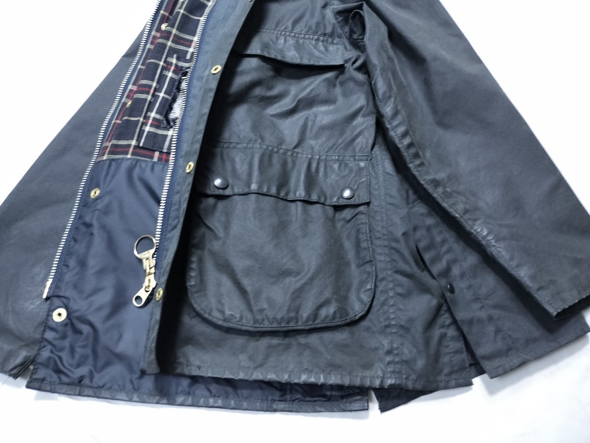 80s Barbour bedale　c36 ◎美品　バブアー　ビデイル　4ポケット　 ビンテージ　ネイビー　2クラウン 2クレスト ターコイズ　　_画像8