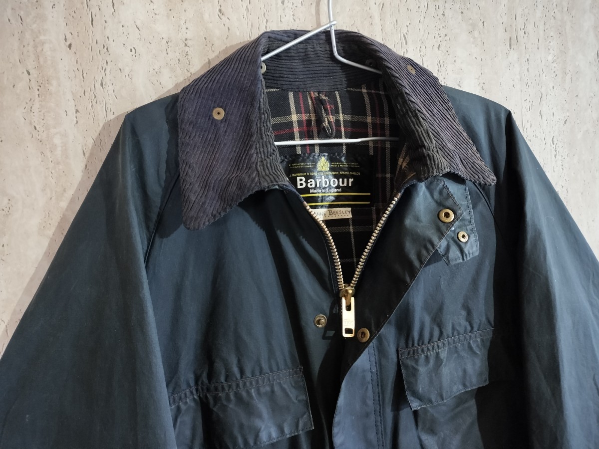 SPECIAL 80s Barbour bedale c38 1crest　バブアー　ビデイル　ネイビー　ターコイズ　4ポケット 1クラウン　1クレスト　YKKジップ　_画像2