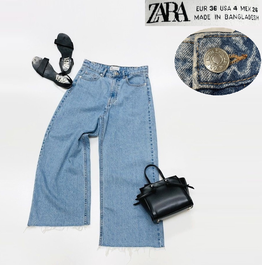 未使用品 ZARA ブルー ハイライズキュロットジーンズ デニムパンツ レディース カジュアル ボトム 通勤 大人可愛い ジーパン デイリー ザラ