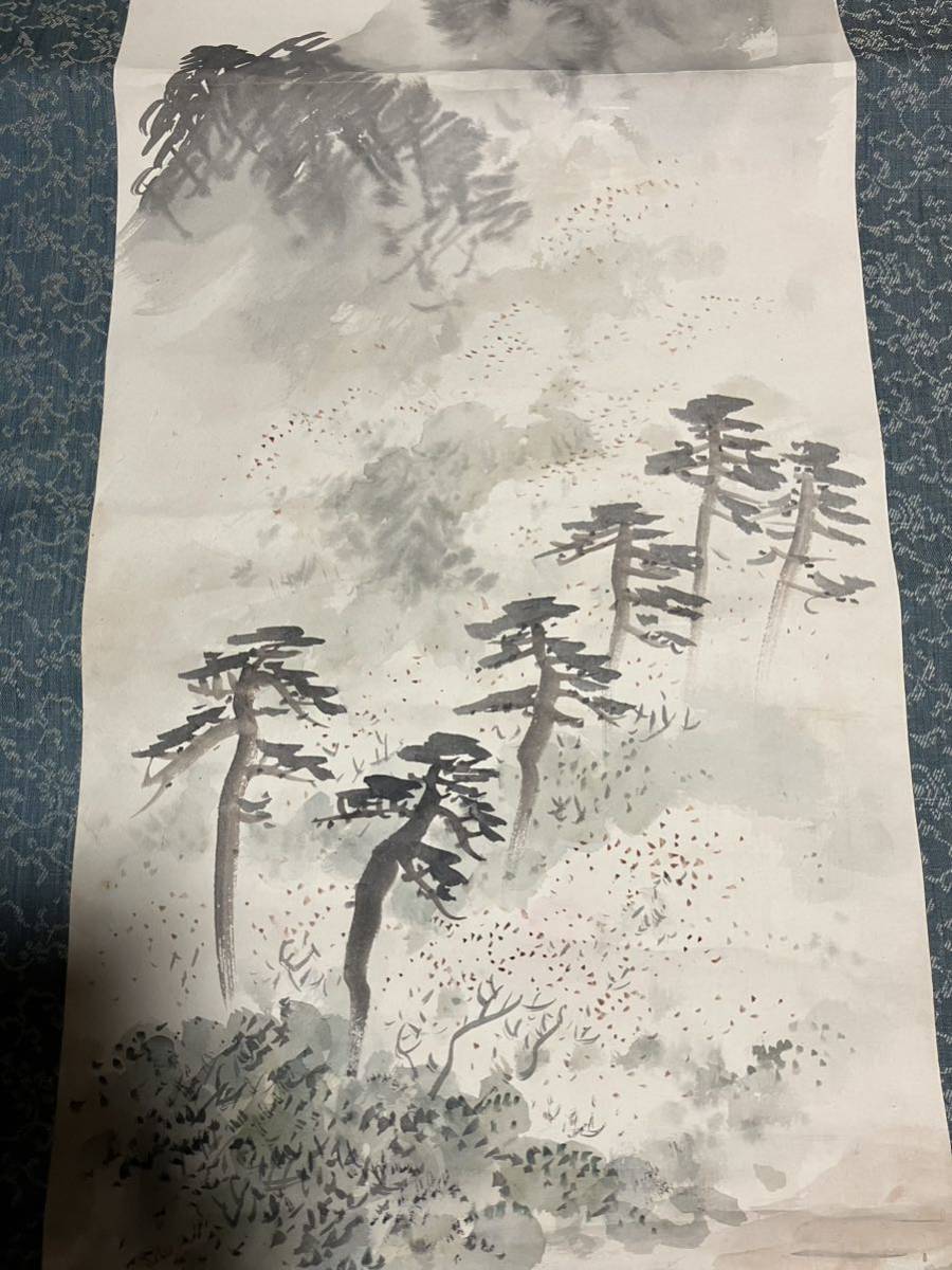 【模写】掛軸 跡見玉枝 嵐山風景 紙本 共箱 同梱可能 No.4670_画像5