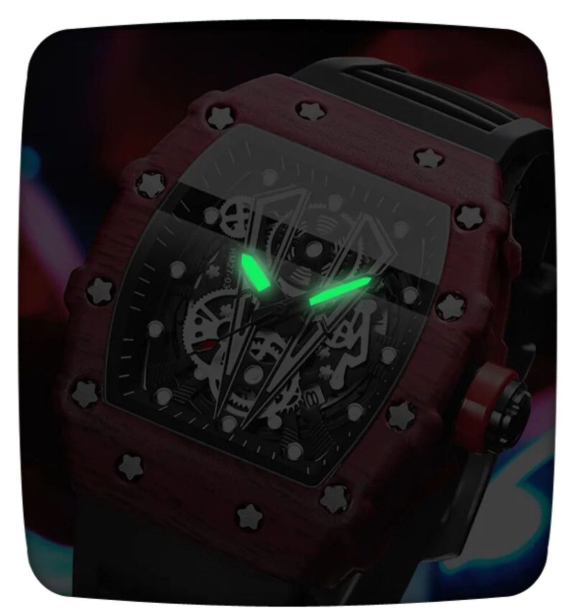 【新品 未使用】腕時計 オマージュ トノー リシャールミル アンティックローズ　ブラックラバー