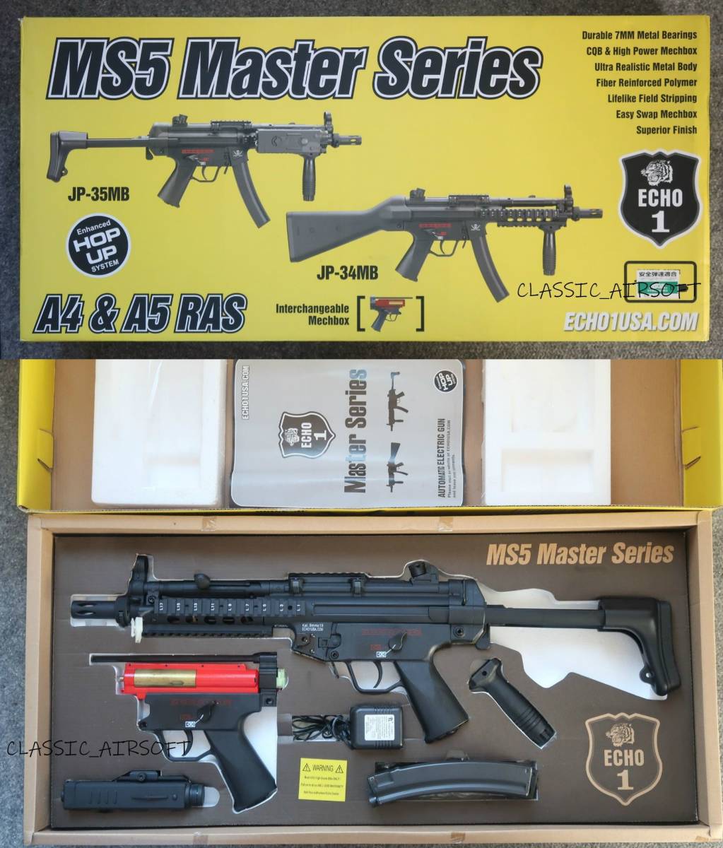 美品 CAW取扱品 CYMA製 H&K MP5A5 RAS Fストック フルメタル従来型 電動ガンMASTER SERIES インドア用予備メカBOXと220連マガジン3本付き！_出品内容一式。外箱付き（痛み・汚れあり）