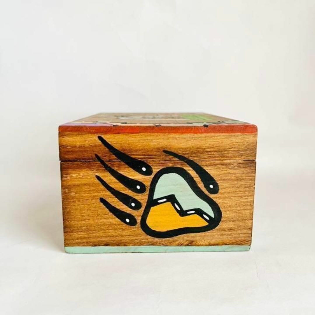 ホピ族 Ryan Yaiva作 木製ボックス Lサイズ 小物入れ 木箱 ボックス　ネイティブアメリカン　伝統工芸品　ナバホ　ズニ
