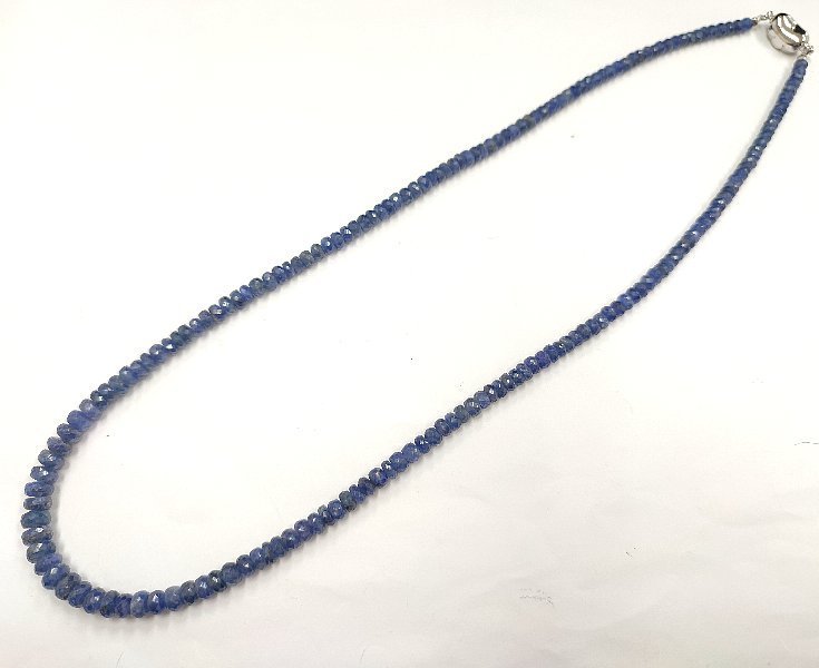 全ての 天然サファイア Y8931★SILVER ルースネックレス 21.1g★洗浄済 ボタンカット★46.5cm 5.5mm~3.5mm サファイア