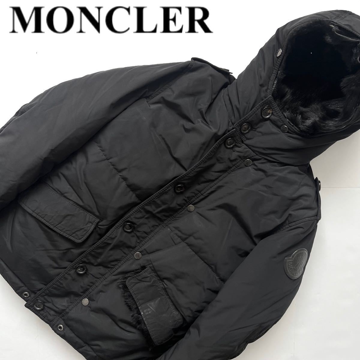 【送料無料】MONCLER モンクレール 毛皮　ダウンジャケット　ファー　中綿　コート　1 ブラック　黒　レディース　アウター　防寒　冬物