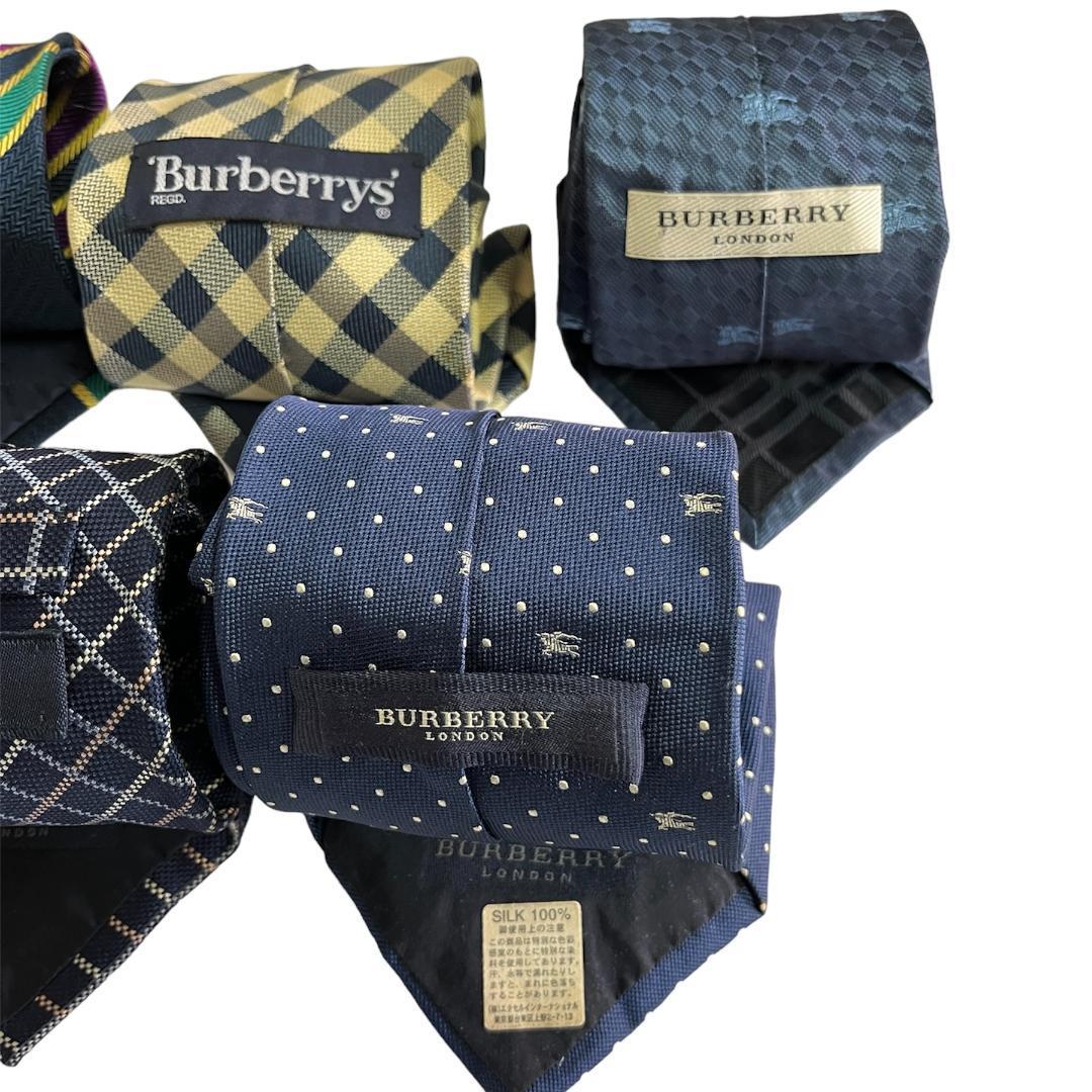 1円 Burberry バーバリー ネクタイ ５点まとめ/大量セット ノバチェック/極美品/ホースロゴ/ストライプ/シルク100% シルク バーバリー②_画像4