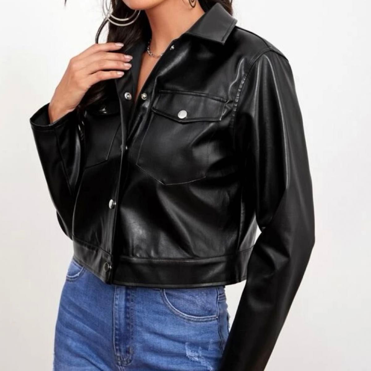 レザー レザージャケット ライダースジャケット アウター SHEIN レザー レザージャケット ライダースジャケット アウター SHEIN