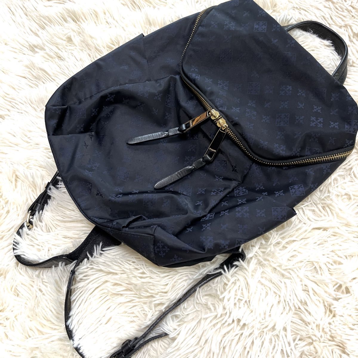 極美品】russet ラシットリュックサック ブラック ネイビー 極美品】russet ラシットリュックサック ブラック ネイビー