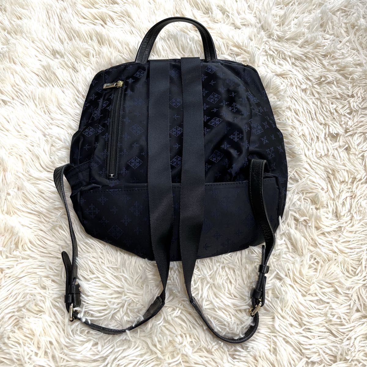 極美品】russet ラシットリュックサック ブラック ネイビー 極美品】russet ラシットリュックサック ブラック ネイビー