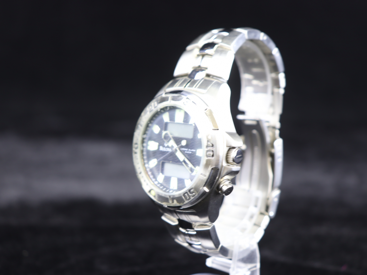 【ジャンク品】 BULOVA BVS203 ブローバ 腕時計 ネイビー文字盤 シルバーベルト 10気圧防水 メンズ小物 ファッション クオーツ 003IDAA51_画像3