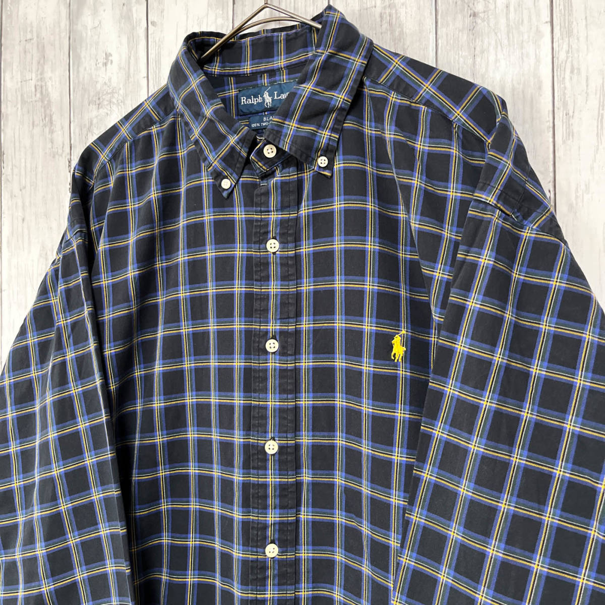 ラルフローレン Ralph Lauren BLAKE TWO-PLY COTTON チェックシャツ 長袖シャツ メンズ ワンポイント コットン100% XLサイズ 5‐223_画像3