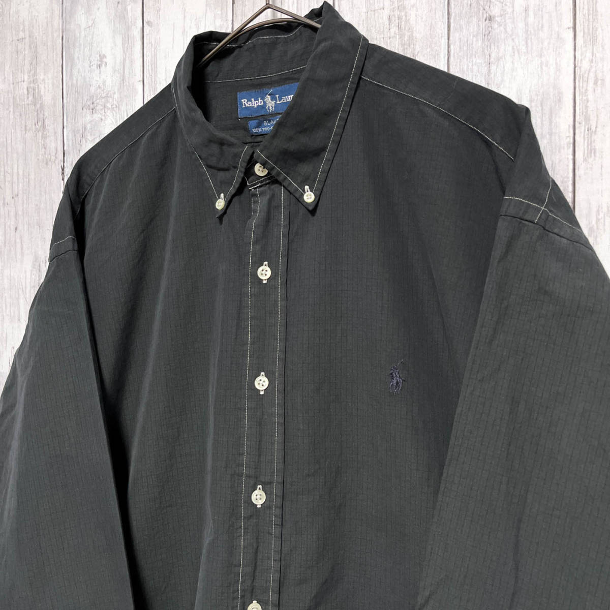 ラルフローレン Ralph Lauren チェックシャツ BLAKE TWO-PLY COTTON 長袖シャツ メンズ ワンポイント コットン100% XLサイズ 5‐276_画像3