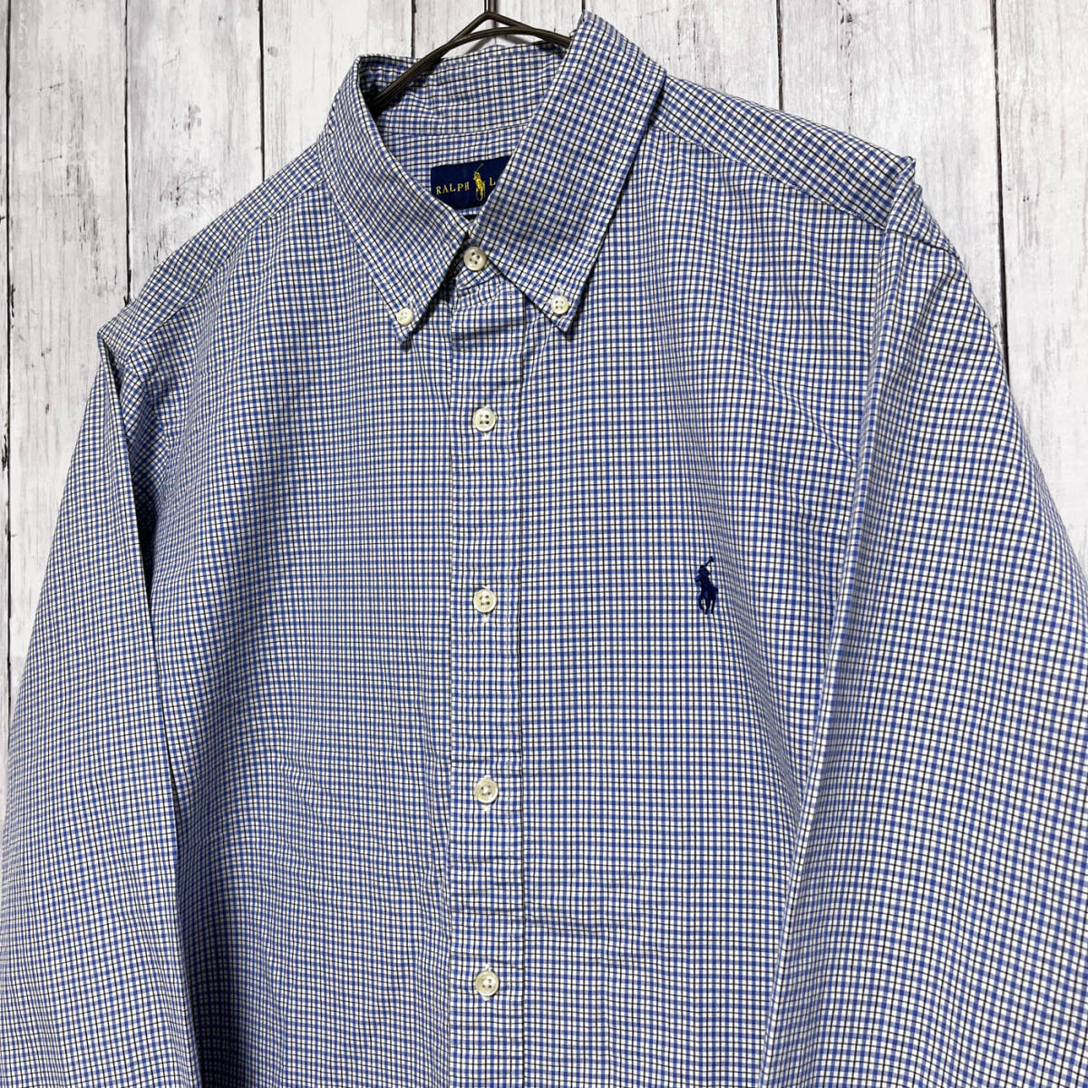 ラルフローレン Ralph Lauren CLASSIC FIT チェックシャツ 長袖シャツ メンズ ワンポイント コットン100% サイズ16 Lサイズ 5‐308_画像3