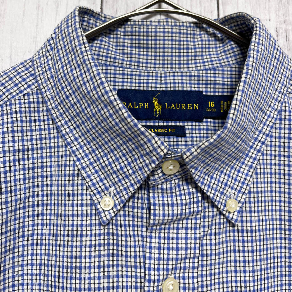 ラルフローレン Ralph Lauren CLASSIC FIT チェックシャツ 長袖シャツ メンズ ワンポイント コットン100% サイズ16 Lサイズ 5‐308_画像5