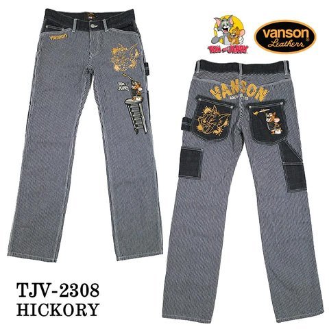 VANSON LEATHERS × TOM & JERRY トム アンド ジェリー 【定価\22000】 デニムペインターパンツ TJV-2308 HICKORY 32 インチ_画像2