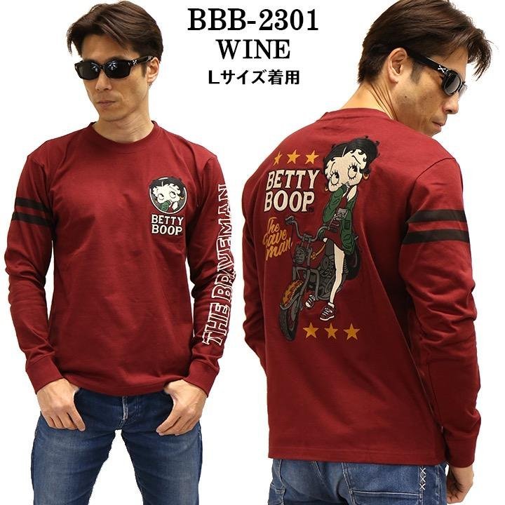 The BRAVE-MAN × BETTY BOOP ベティ ブープ 【定価￥8500】 ロンTEE BBB-2301 WINE サイズ XXL_画像1