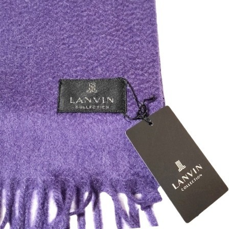 新品 ランバン コレクション カシミヤ100% マフラー LANVIN COLLECTION カシミヤ 無地 メンズ パープル_画像2