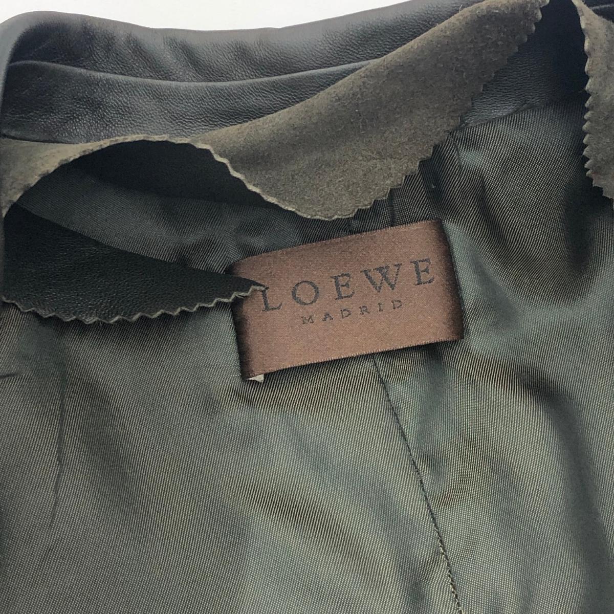 良好◆LOEWE ロエベ レザージャケット ◆ カーキ レディース 5ボタン スペイン製 革ジャン アウター_画像3