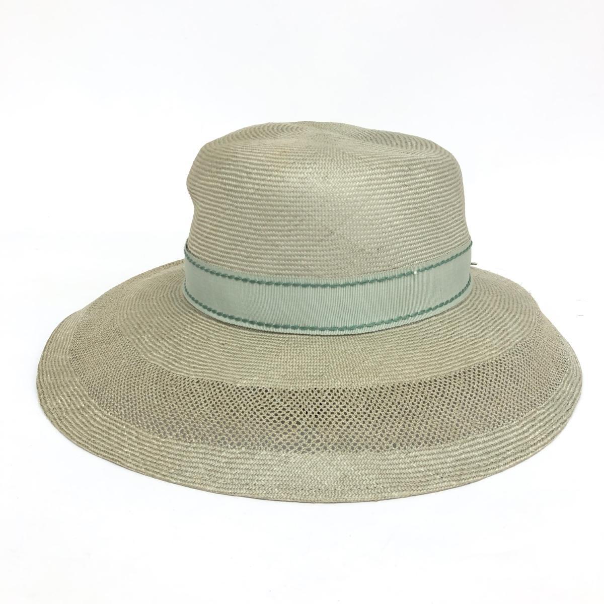 ◆papillon パピヨン 麦わら帽子 ◆ ライトグリーン 天然草 中央帽子 レディース 帽子 ハット hat 服飾小物_画像2