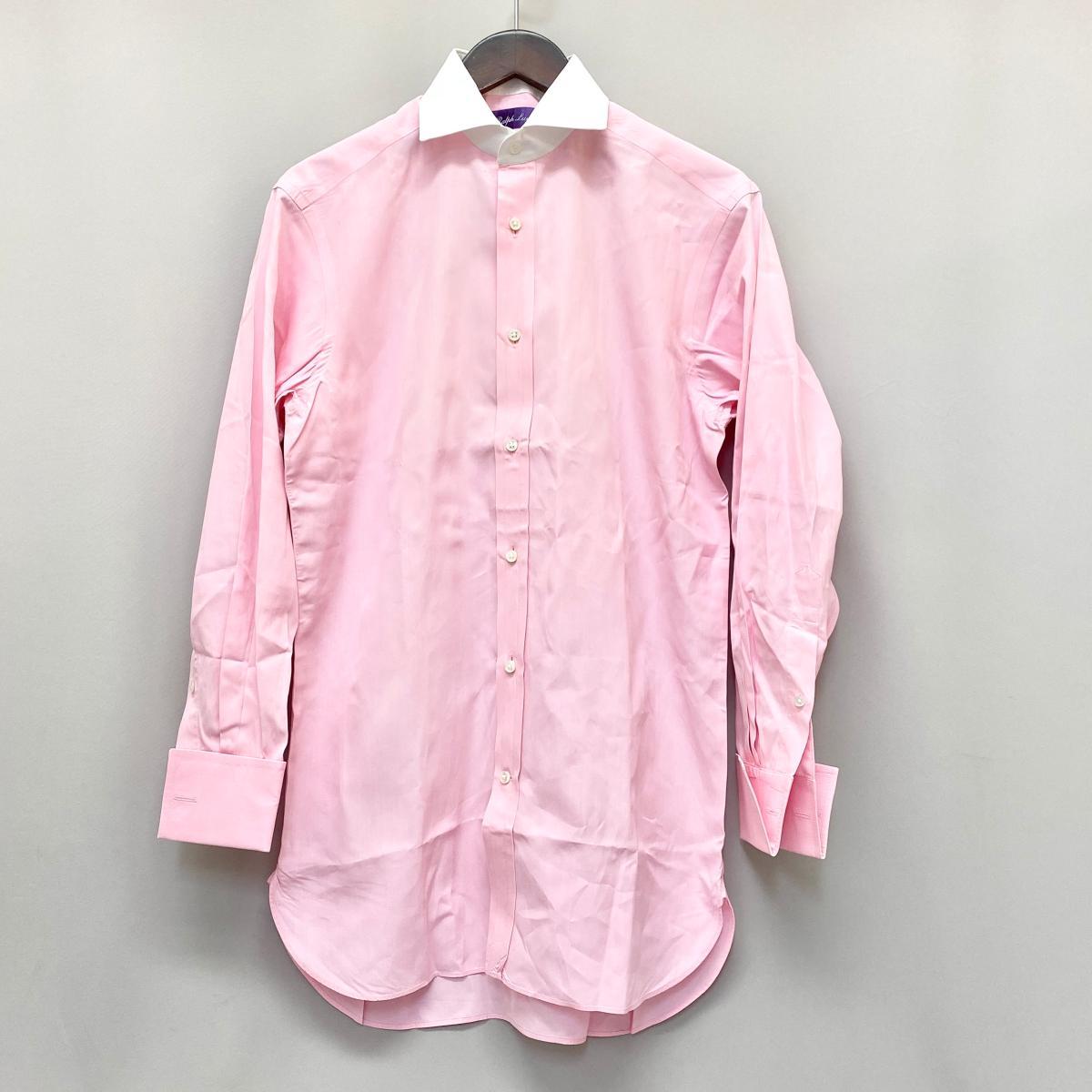 良好◆PURPLE LABEL by Ralph Lauren ラルフローレンパープルレーベル カフスシャツ 14.5◆ ピンク 綿100％ メンズ トップス KI1004